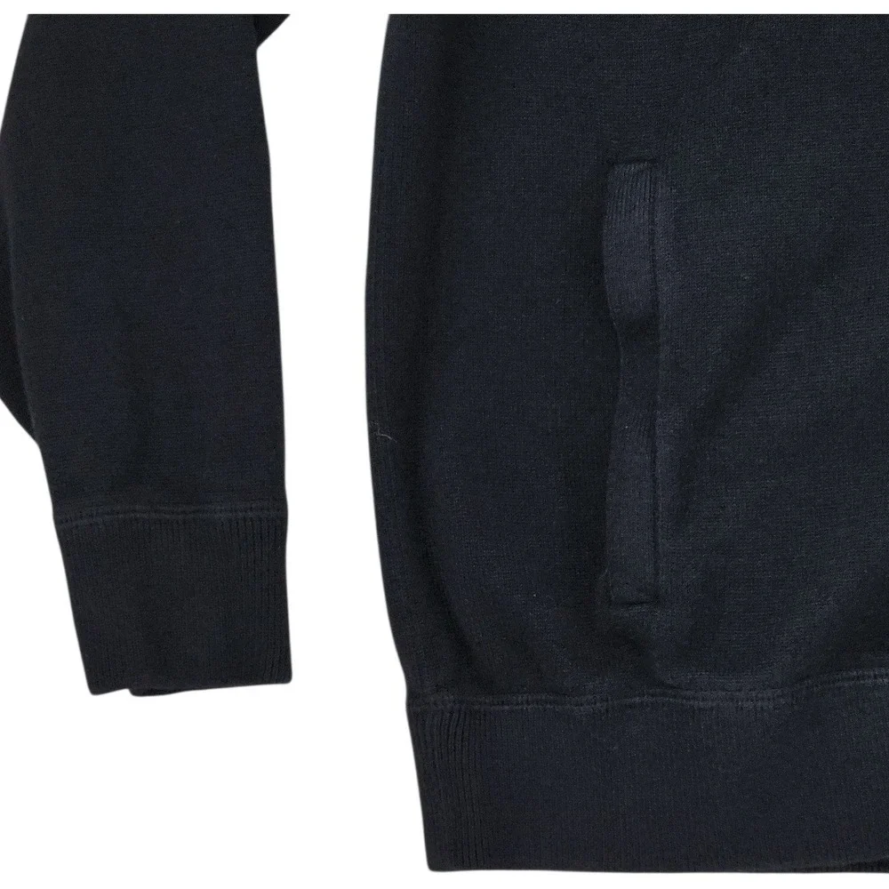 Lands End Full Zip Cardigan M Mens Sweater Black Cotton Modal Neck Dark Academia